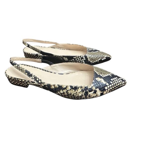 Everlane The Editor Slingback Flats snake skin snakeskin pointed toe shoes 51/2 - Picture 1 of 9